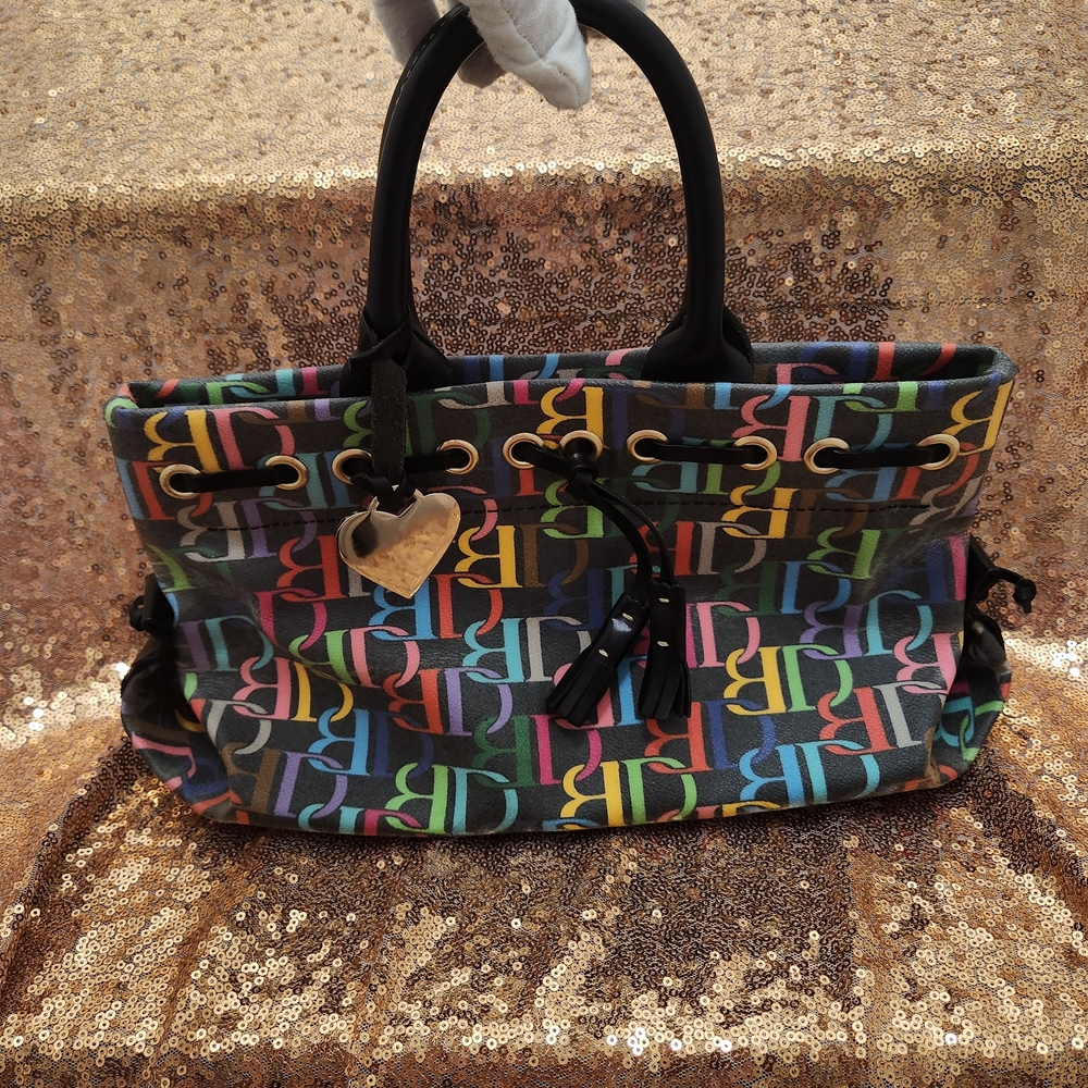 Dooney & Bourke Black Multicolored Logo Satchel Handbag